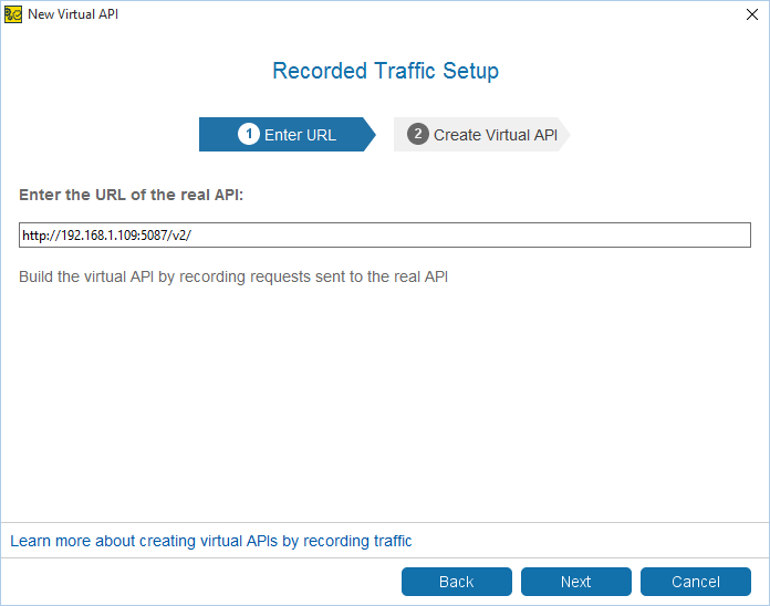Service virtualization and API testing: Setting the API URL for traffic recording Service virtualization and API testing: Setting the API URL for traffic recording