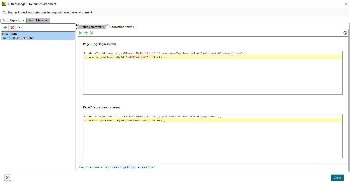 Azure authorization automation in ReadyAPI: Password screen automation script Azure authorization automation in ReadyAPI: Password screen automation script