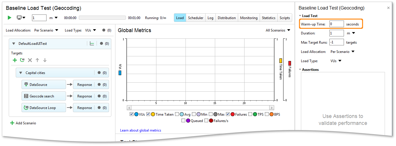 API load testing with ReadyAPI: Test Warm-Up