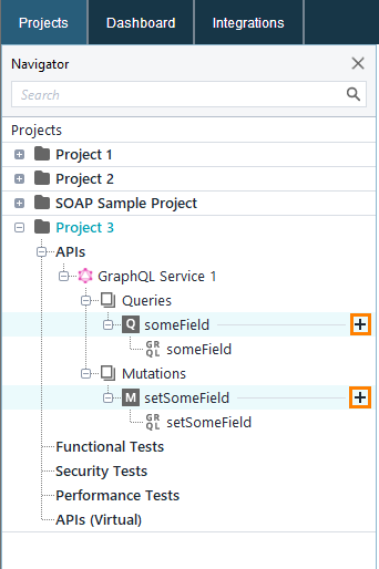 GraphQL testing: Add GraphQL resource via flyout menu