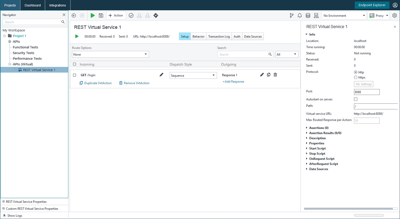 Service virtualization and API testing: Virtual service editor