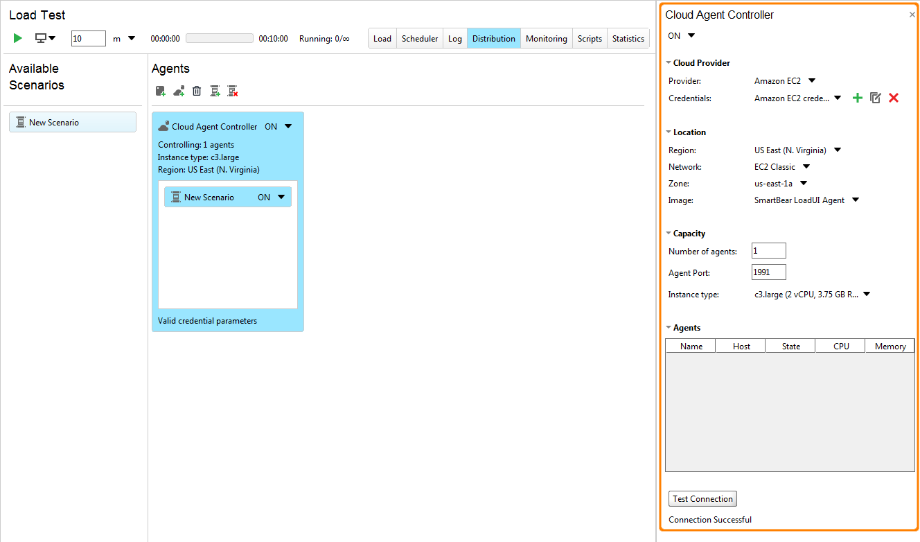 API distributed cloud testing with ReadyAPI: The Cloud Agent Controller Editor