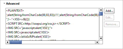 ReadyAPI: Cross-Site Scripting scan advanced options