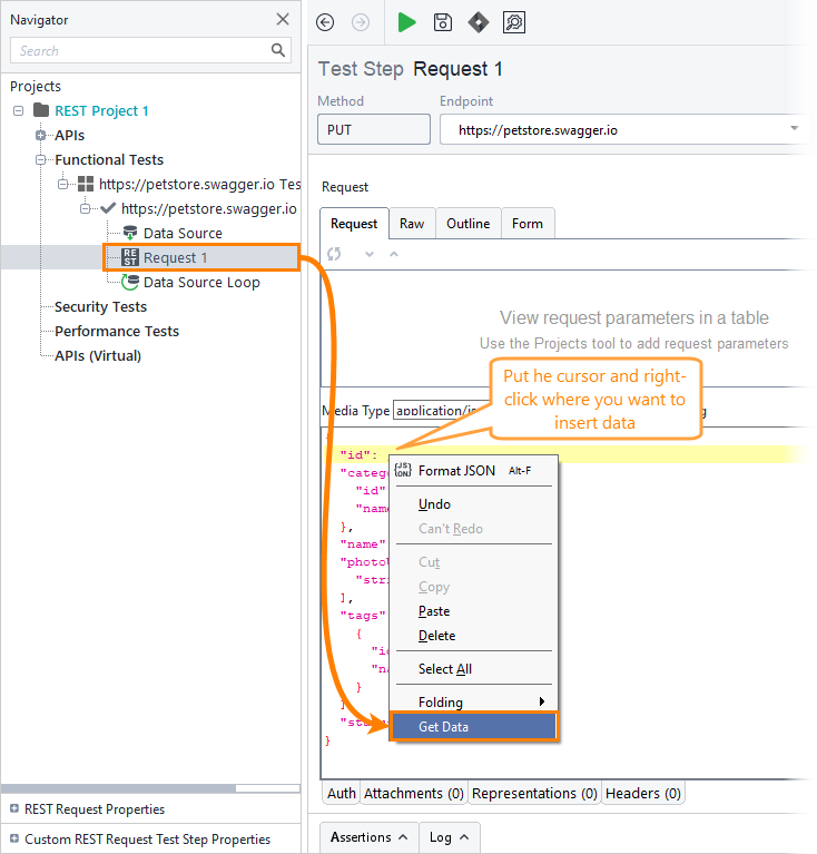 Pass data to JSON body: Create property expansion