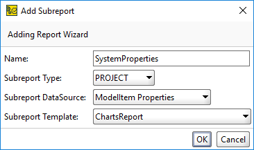Add subreport dialog Add subreport dialog