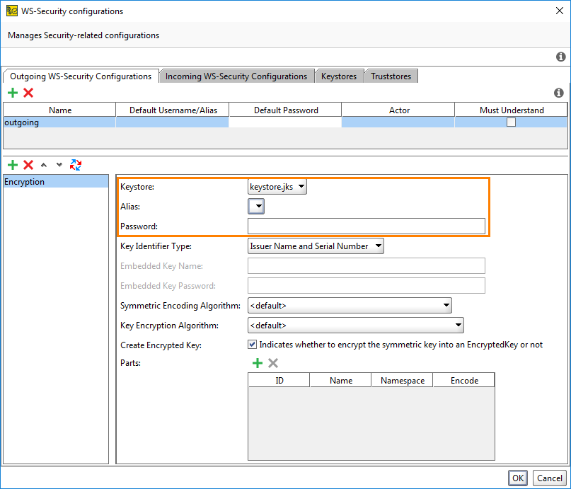 Configuring the encryption entry