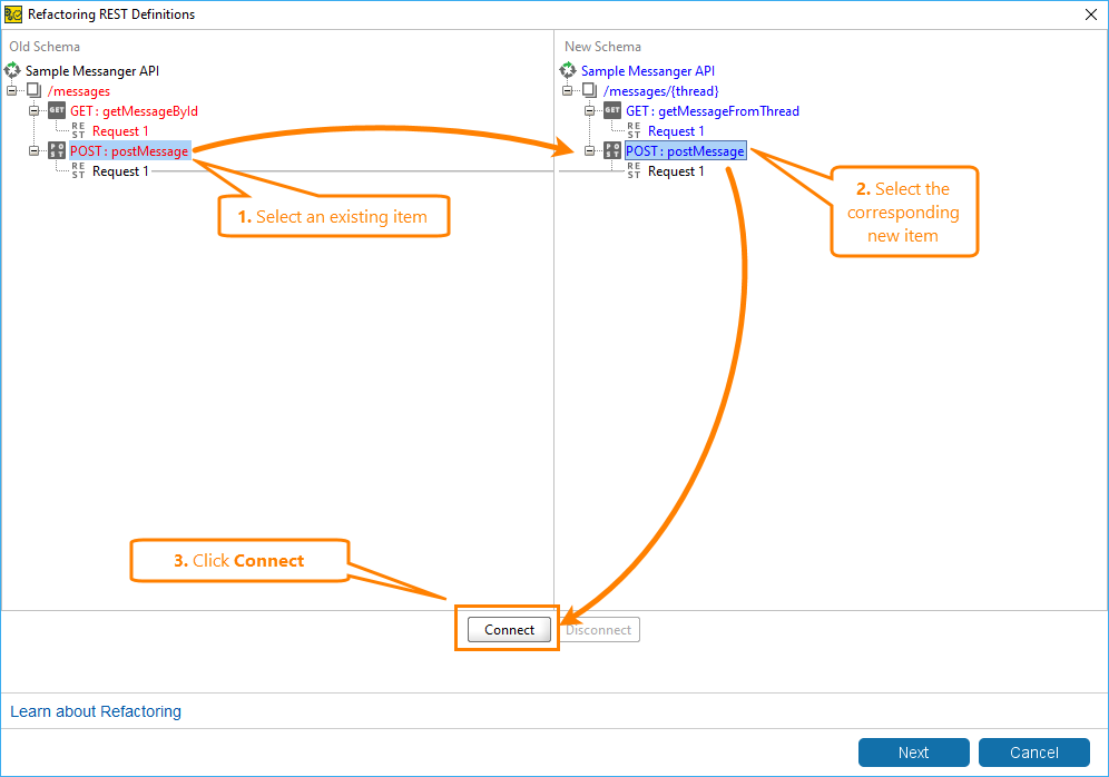 REST refactoring:­ Connecting items