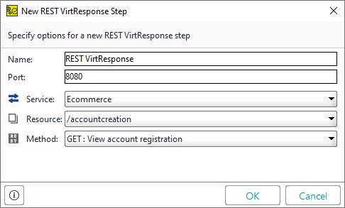 New VirtResponse Step dialog