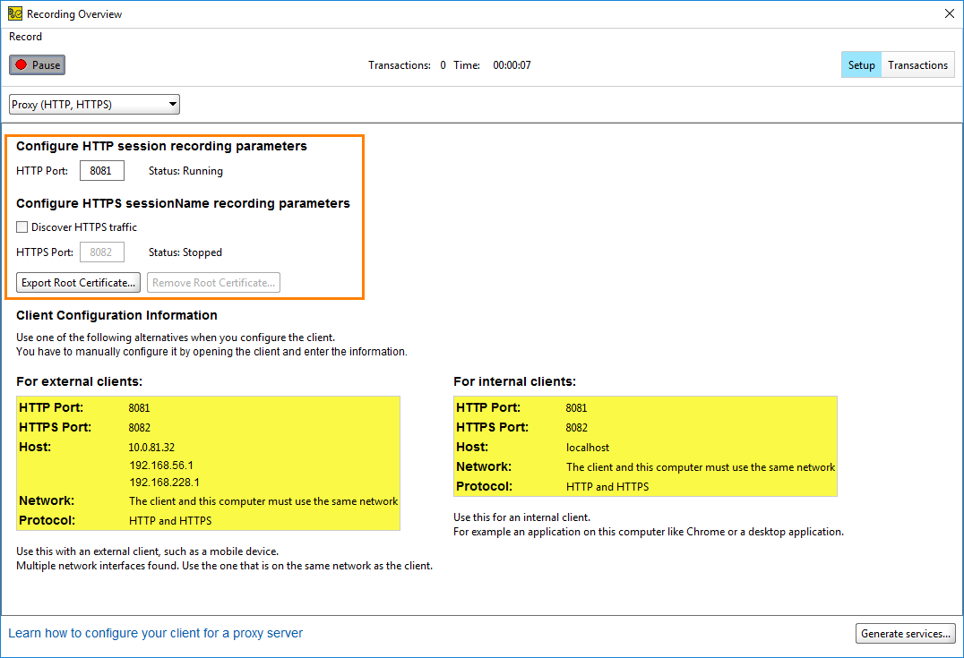 HTTP and HTTPS Ports boxes