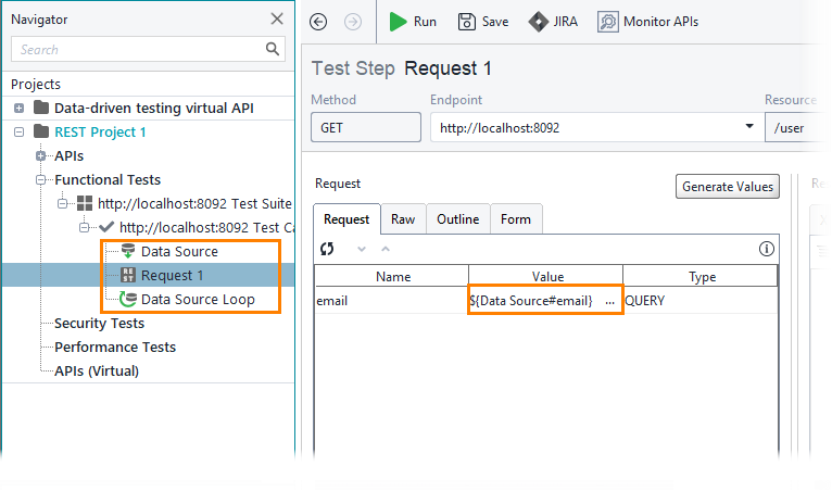 ReadyAPI: The project with the data source loop ReadyAPI: The project with the data source loop