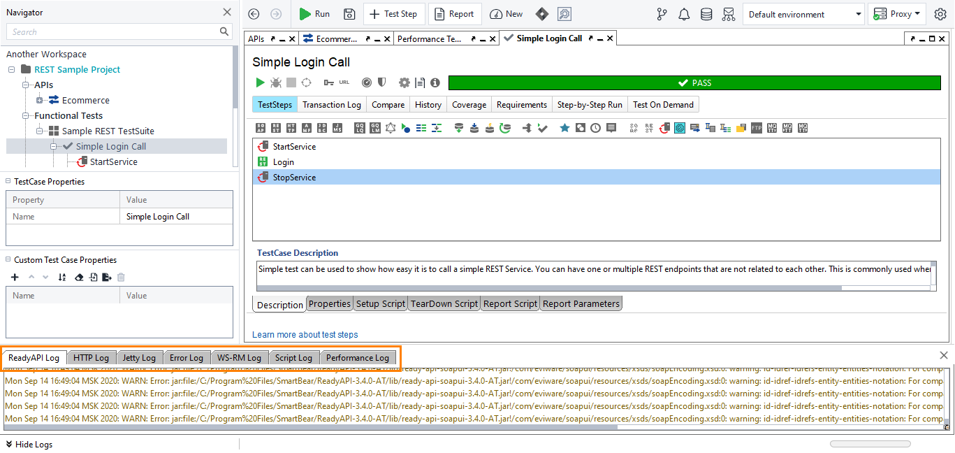 ReadyAPI Logs: Logs location ReadyAPI Logs: Logs location