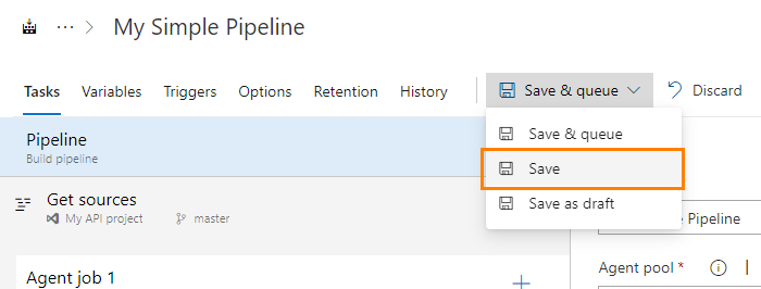 VSTS integration: Save a build VSTS integration: Save a build