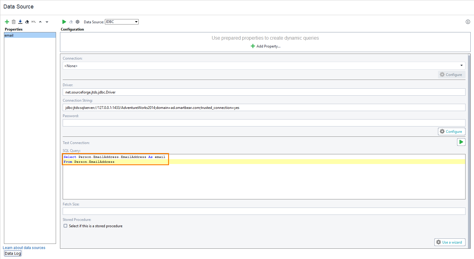 ReadyAPI: The data source test step with the SQL query