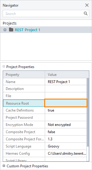 Propect Properties: Clear the Resource Root property