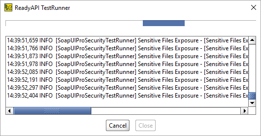ReadyAPI: Test log window
