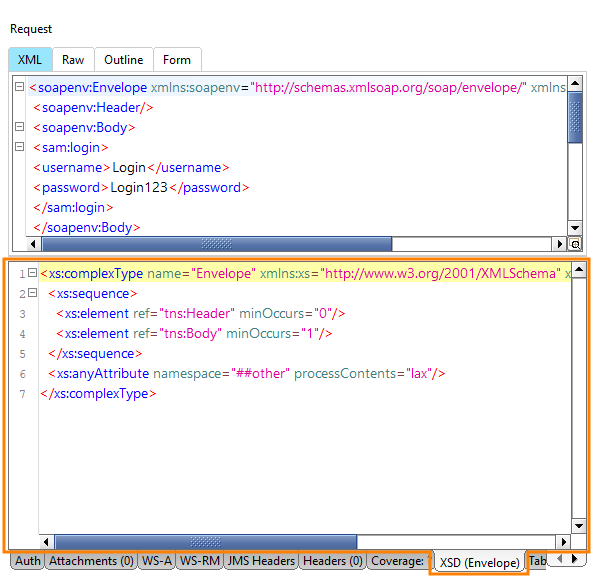 The XML Schema Definition panel The XML Schema Definition panel