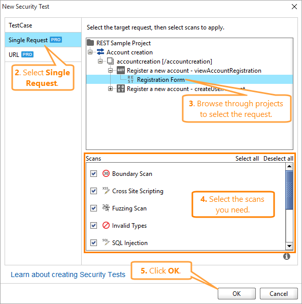 ReadyAPI: Scans for the newly created test