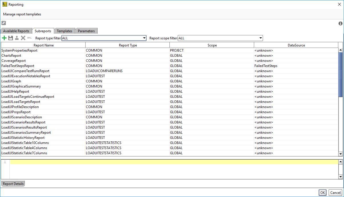 Subreport tab Subreport tab
