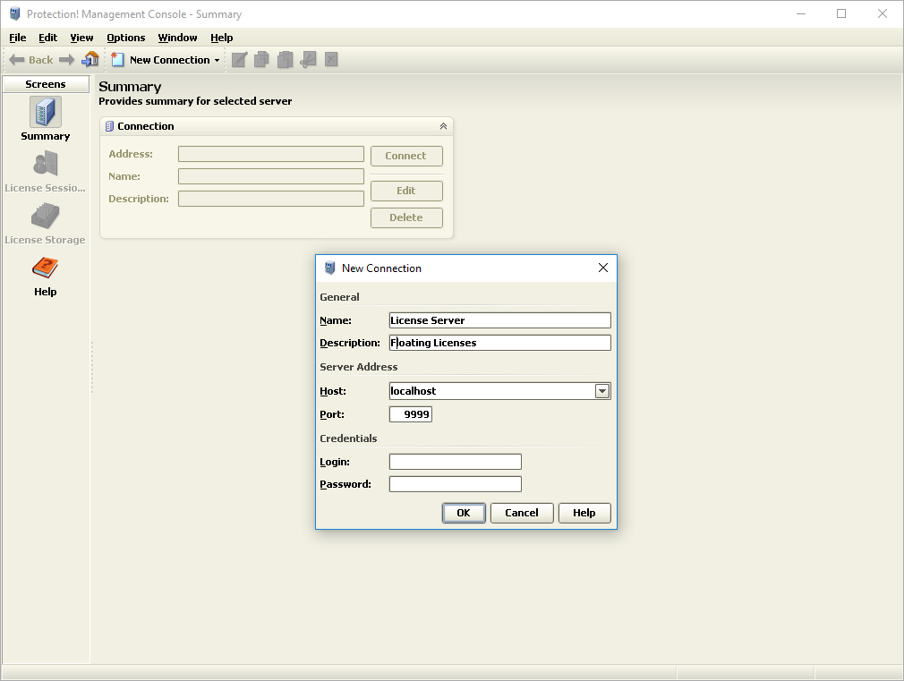 New Connection dialog