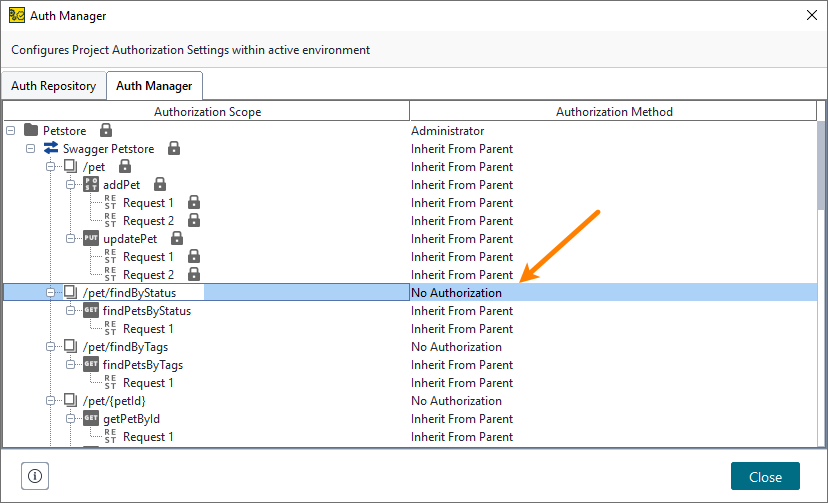 Overridden authorization inheritance
