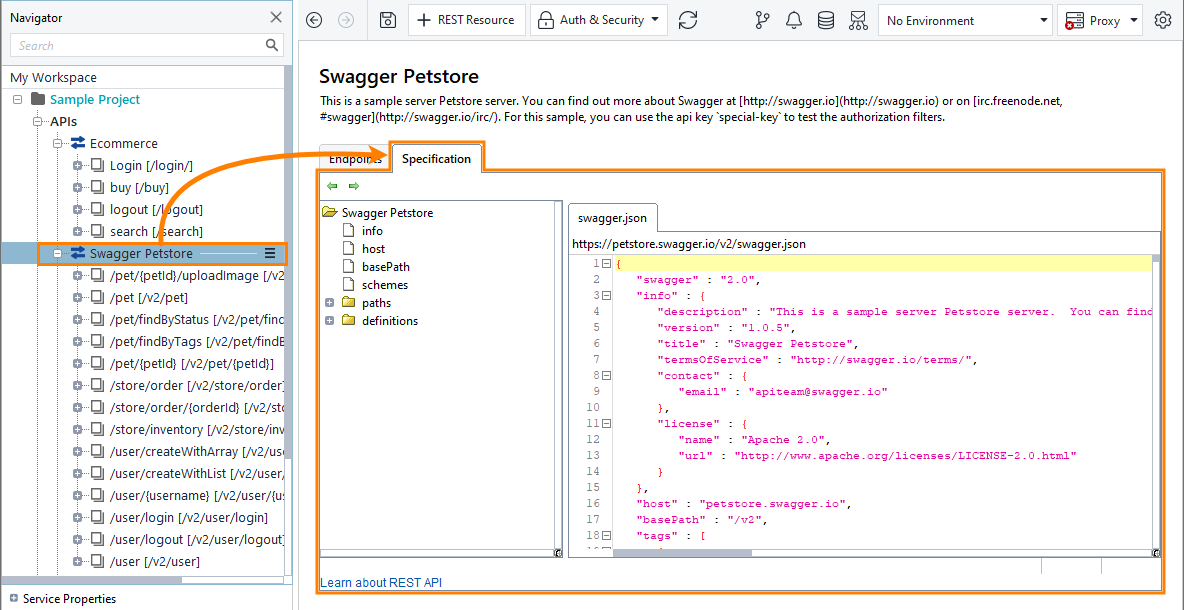 The Specification page