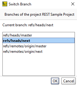 Git integration: Switch Branch Dialog Git integration: Switch Branch Dialog