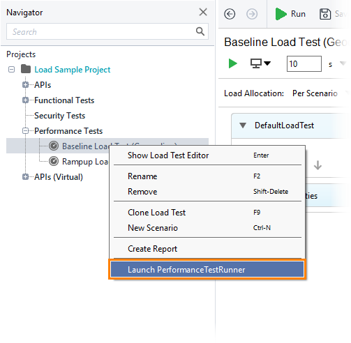 ReadyAPI Performance: Launching PerformanceTestRunner From Context Menu