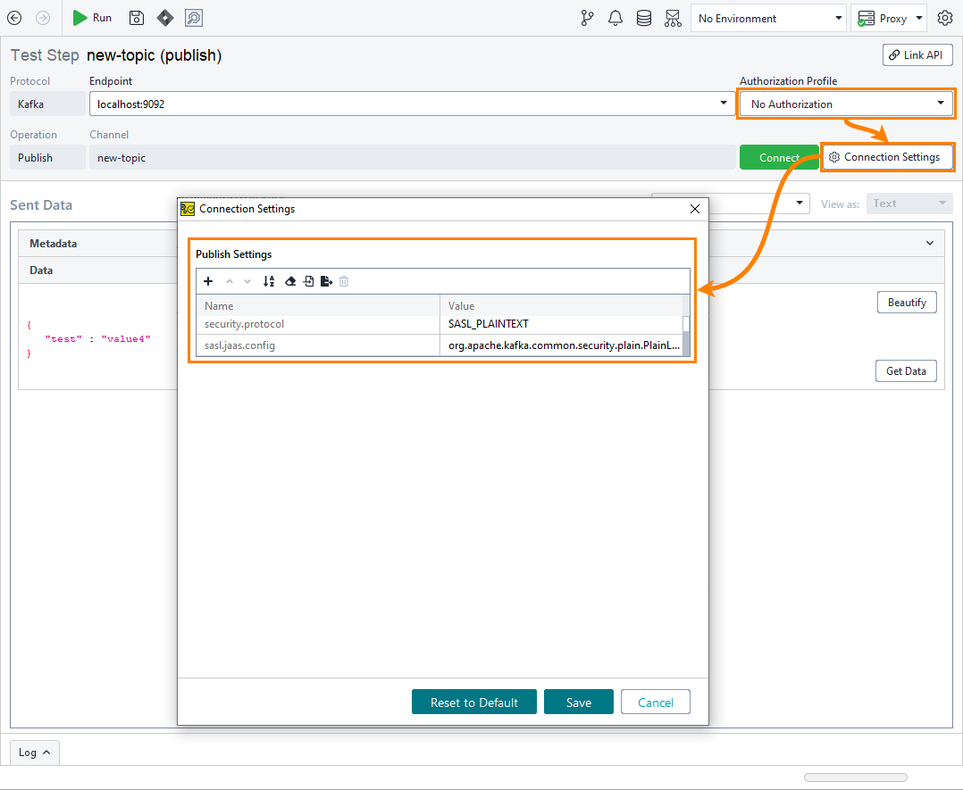 Authentication to Kafka: Custom parameters