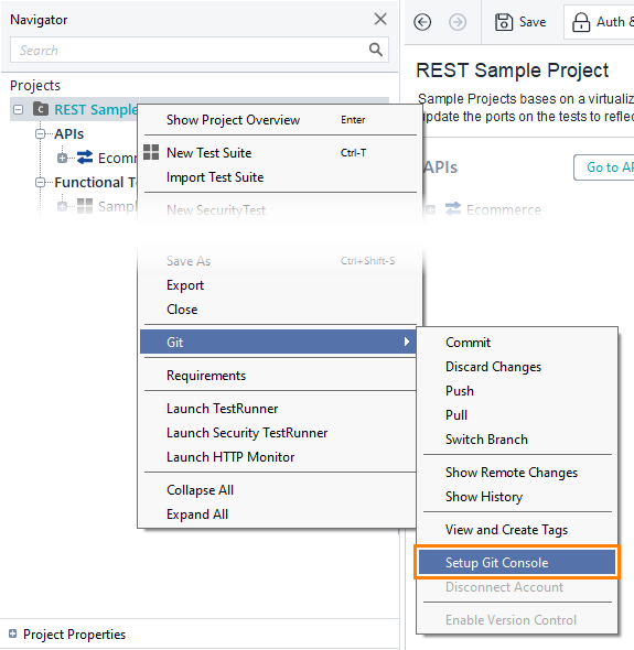 Git integration: Set up Git console Git integration: Set up Git console