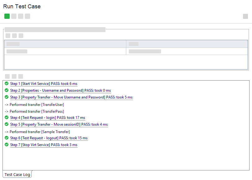 Test Step results in the log