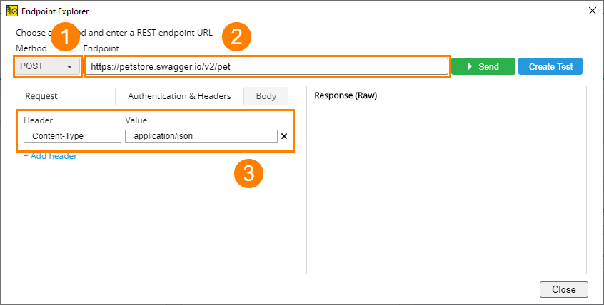 Entering API parameters