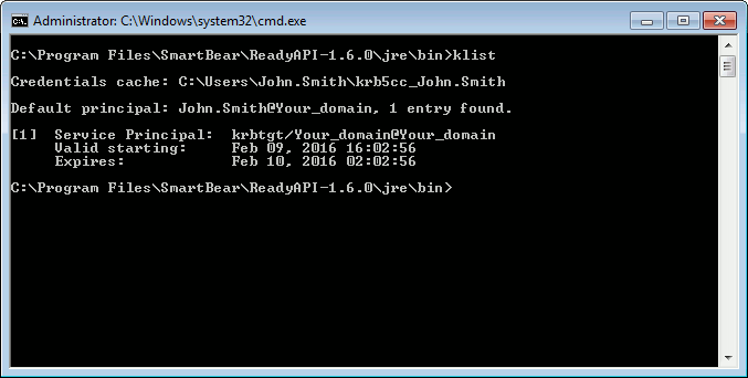 API testing with ReadyAPI: Using klist to configure SPNEGO/Kerberos connections API testing with ReadyAPI: Using klist to configure SPNEGO/Kerberos connections