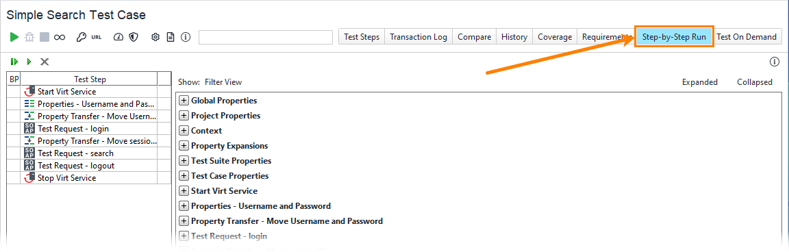 Step-by-Step Run tab Step-by-Step Run tab