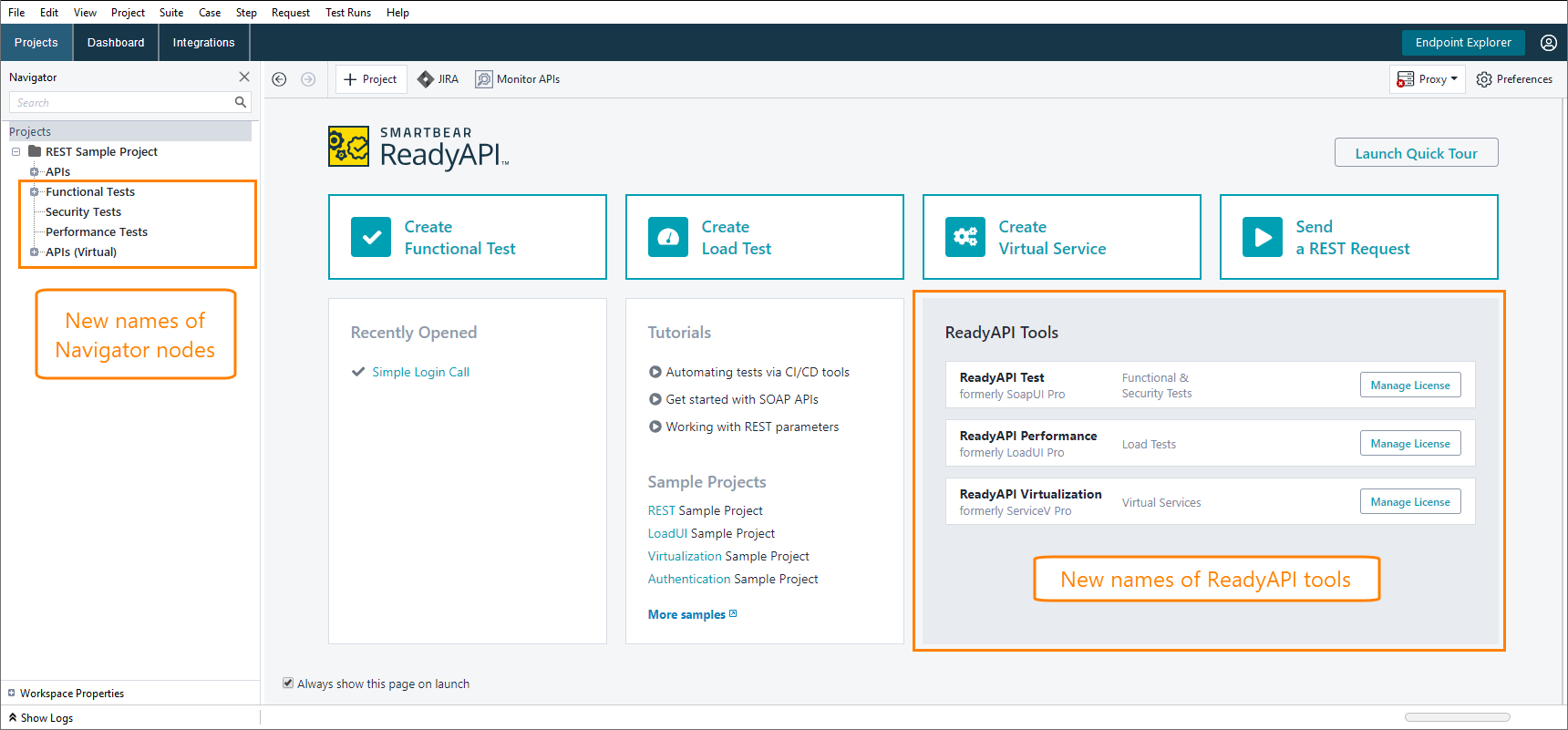 Start page in ReadyAPI 3.4
