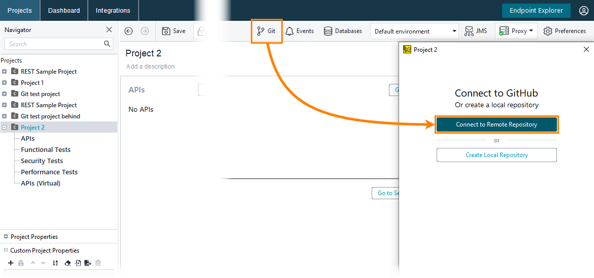 Git panel: Connect to a remote repository