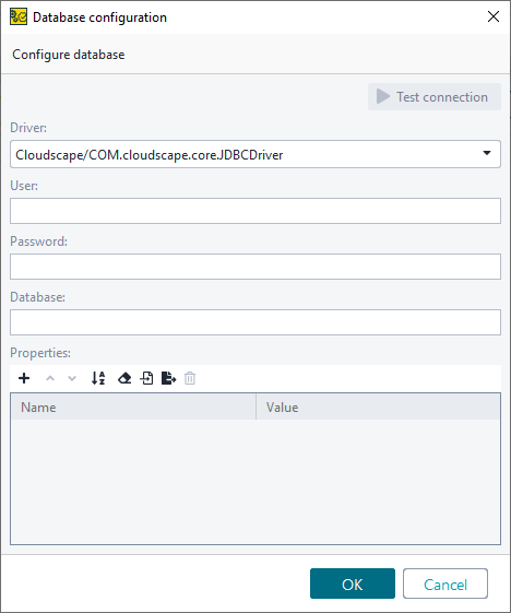 Database Configuration dialog