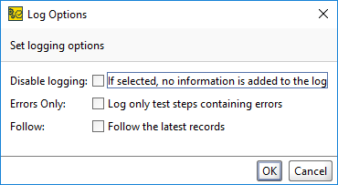 The Log Options Dialog The Log Options Dialog
