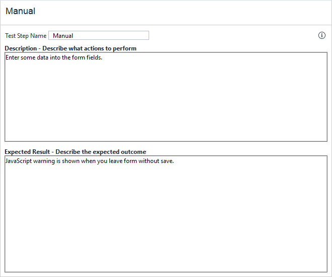 Manual test step Manual test step