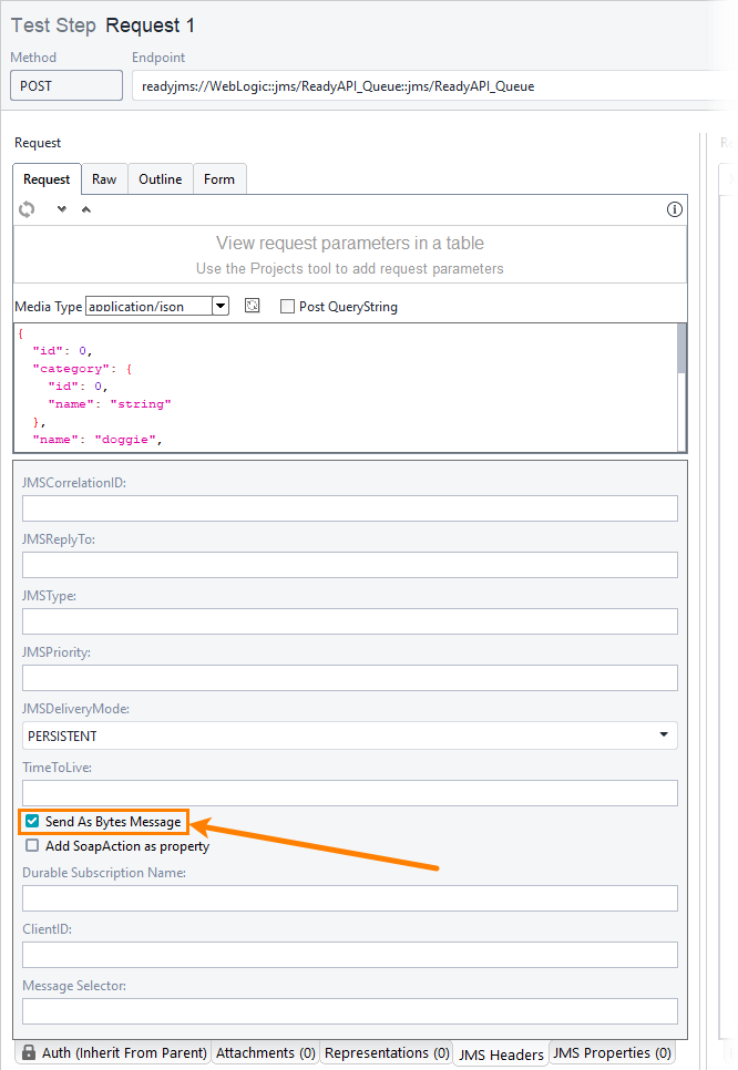 The Send as Bytes message The Send as Bytes message