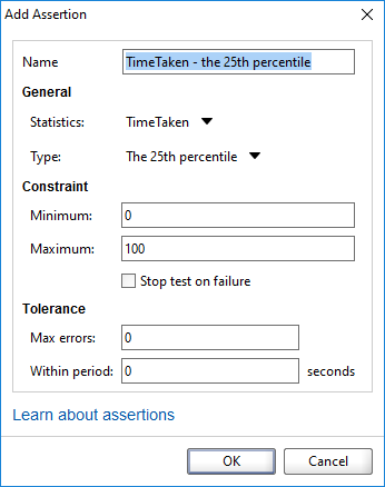 API load testing with ReadyAPI: Add Assertion dialog