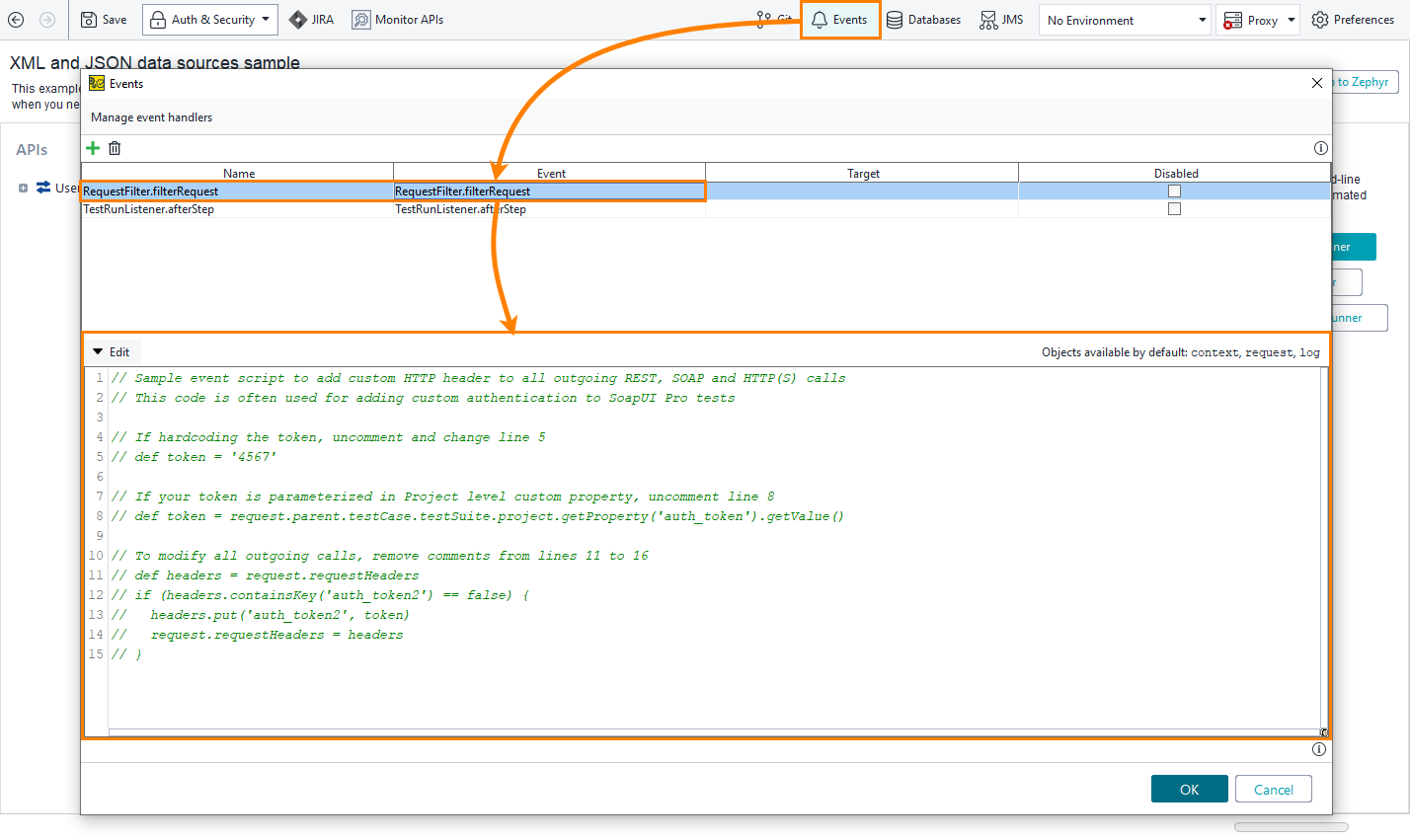 Event script editor Event script editor