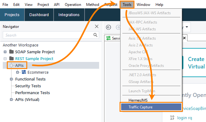 Capturing traffic in ReadyAPI Capturing traffic in ReadyAPI