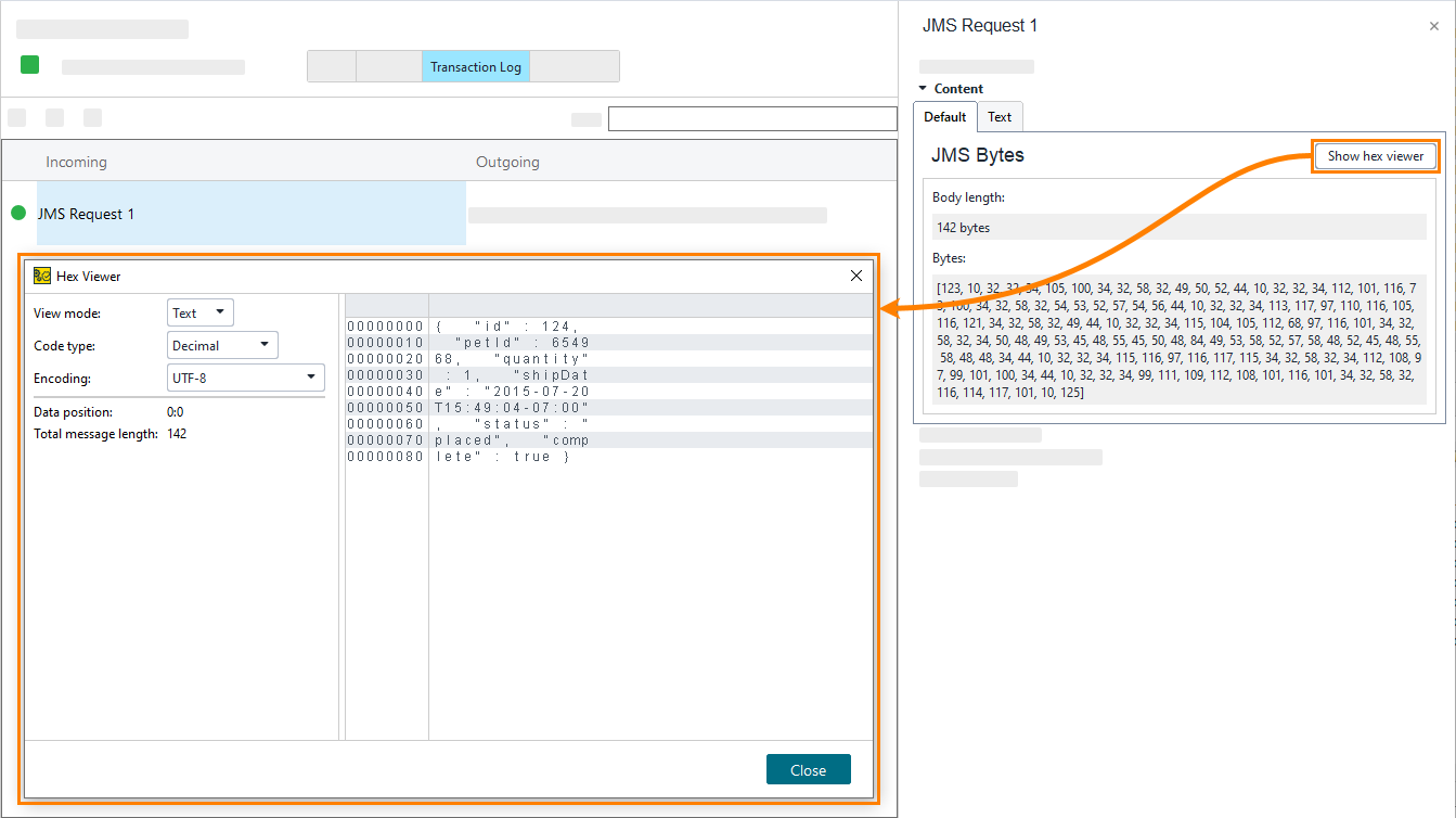 The HEX viewer The HEX viewer