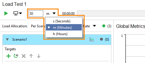 Setting the test duration Setting the test duration