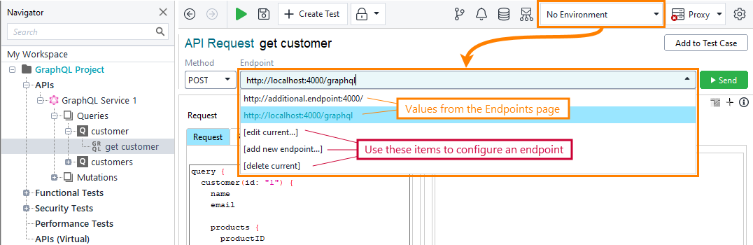 Testing GraphQL APIs in ReadyAPI: Set endpoins without environments