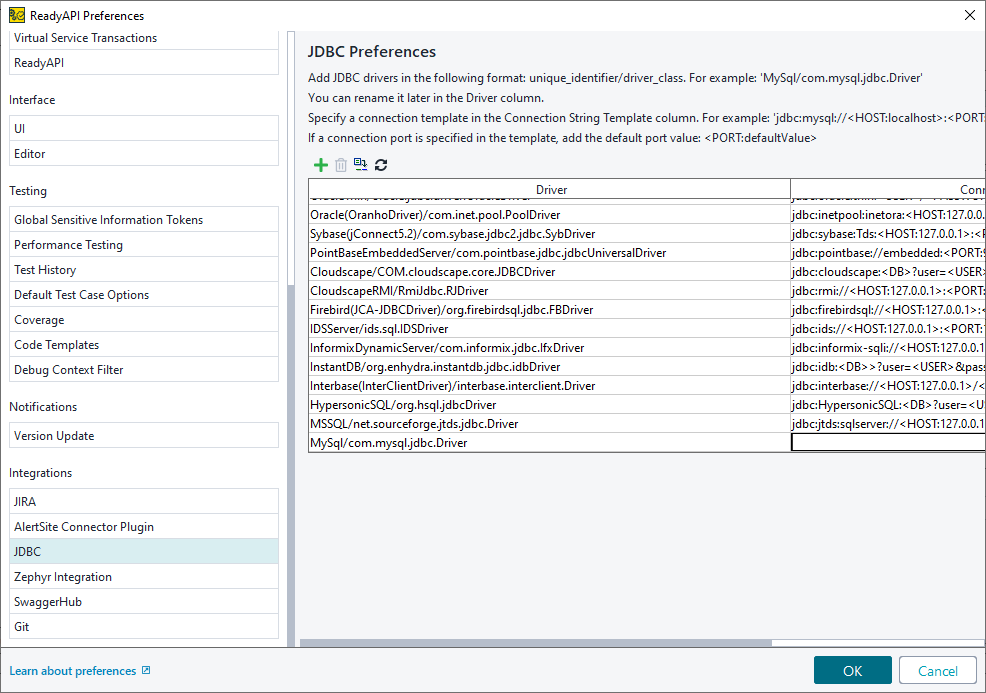 ReadyAPI: The new connection in the JDBC connections list ReadyAPI: The new connection in the JDBC connections list