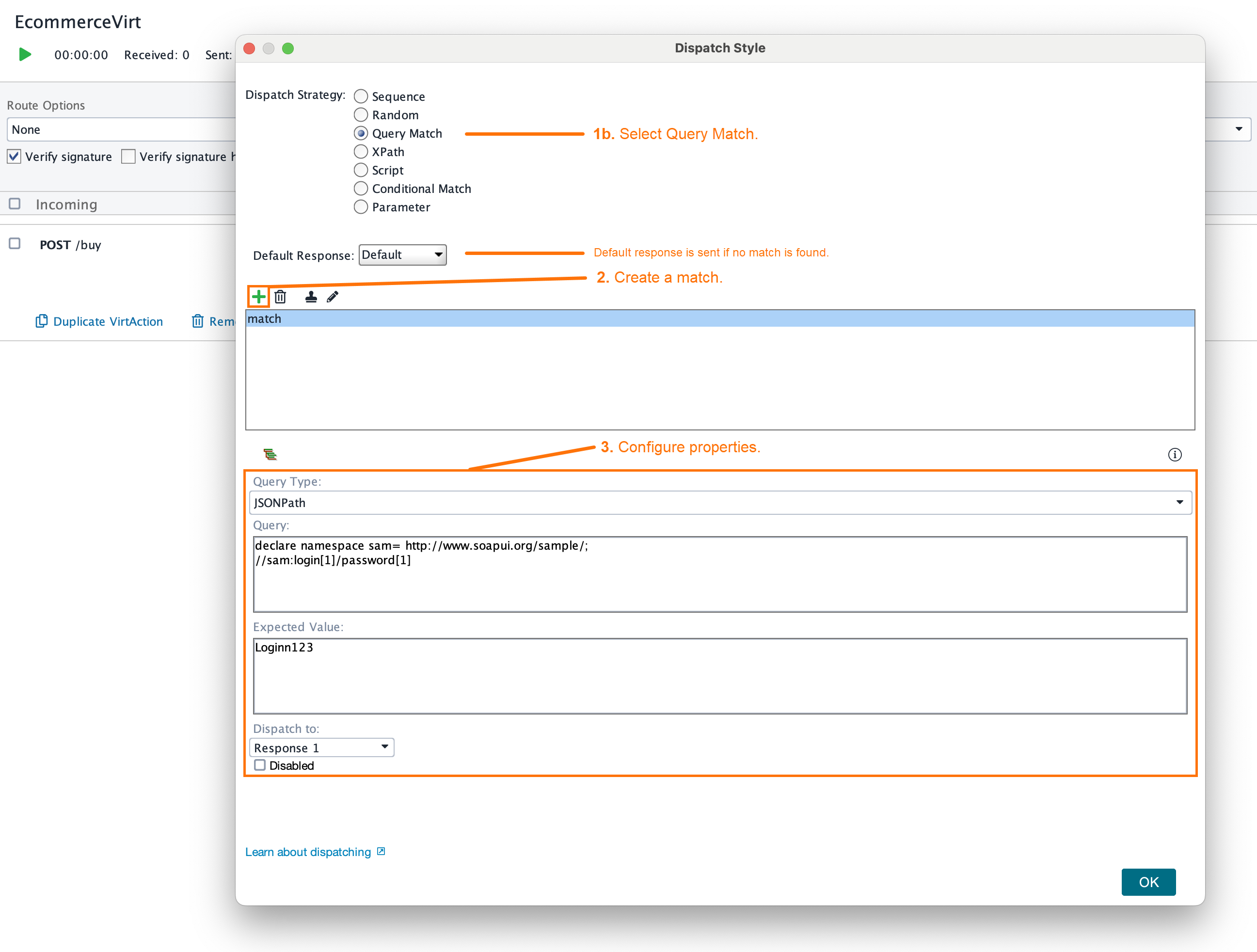 Service virtualization with ReadyAPI: Properties of the Query Match dispatch strategy Service virtualization with ReadyAPI: Properties of the Query Match dispatch strategy