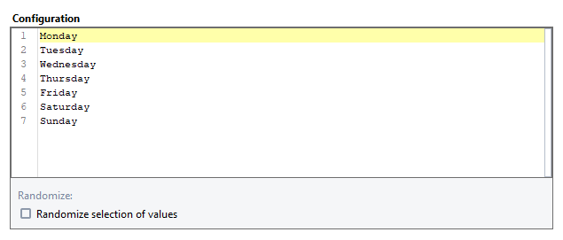 Number configuration panel