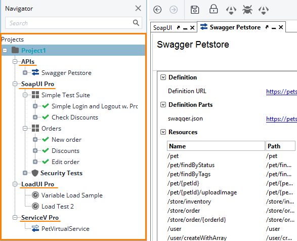 New project view in the Navigator panel