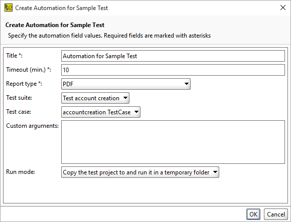 The Create Automation in Test